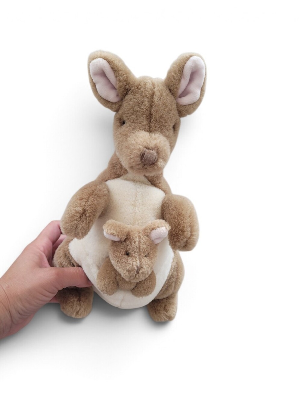 Gund Classic Pooh Plush Kangaroo with Joey Soft Toy - Brown and Cream